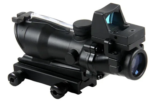 Best price at $191 Cheap 4x32 ACOG style fiber scope with mini red dot sight shooting hunting