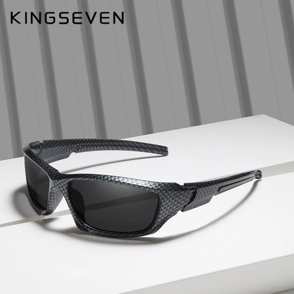 Kingseven marca polarizada óculos de sol dos homens armação fibra carbono tr90 material pesca condução óculos de sol oculos