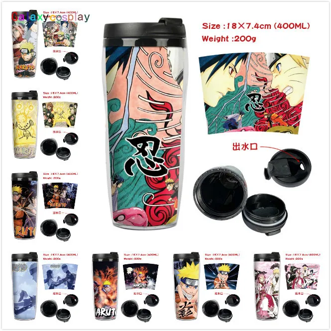 

Anime Naruto Sasuke Sakura 8 Styles Double-deck Coffee Vacuum Cup 400ML Capacity Portable Cosplay Accessory prop Christmas Gift