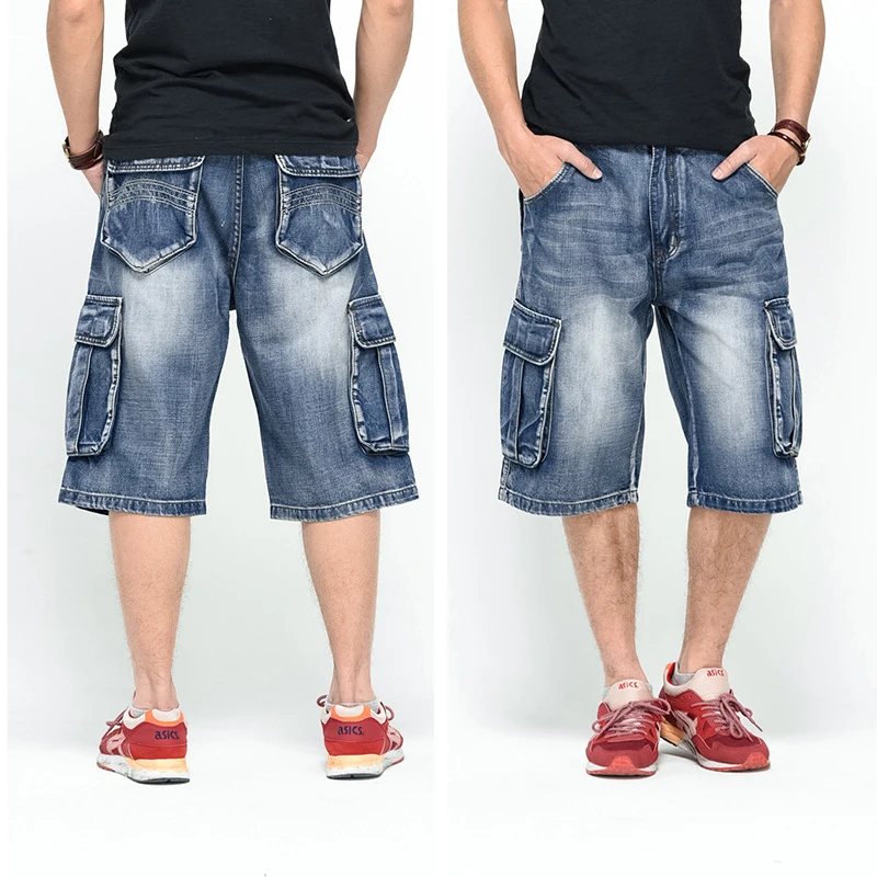 NEW 2016 Men Loose Jeans HIP HOP Skateboard short Jeans Men's Fashion trousers Size 30-46 Big pockets NEW 2016 Men Loose Jeans HIP HOP Skateboard short Jeans Men's Fashion trousers Size 30-46 Big pockets