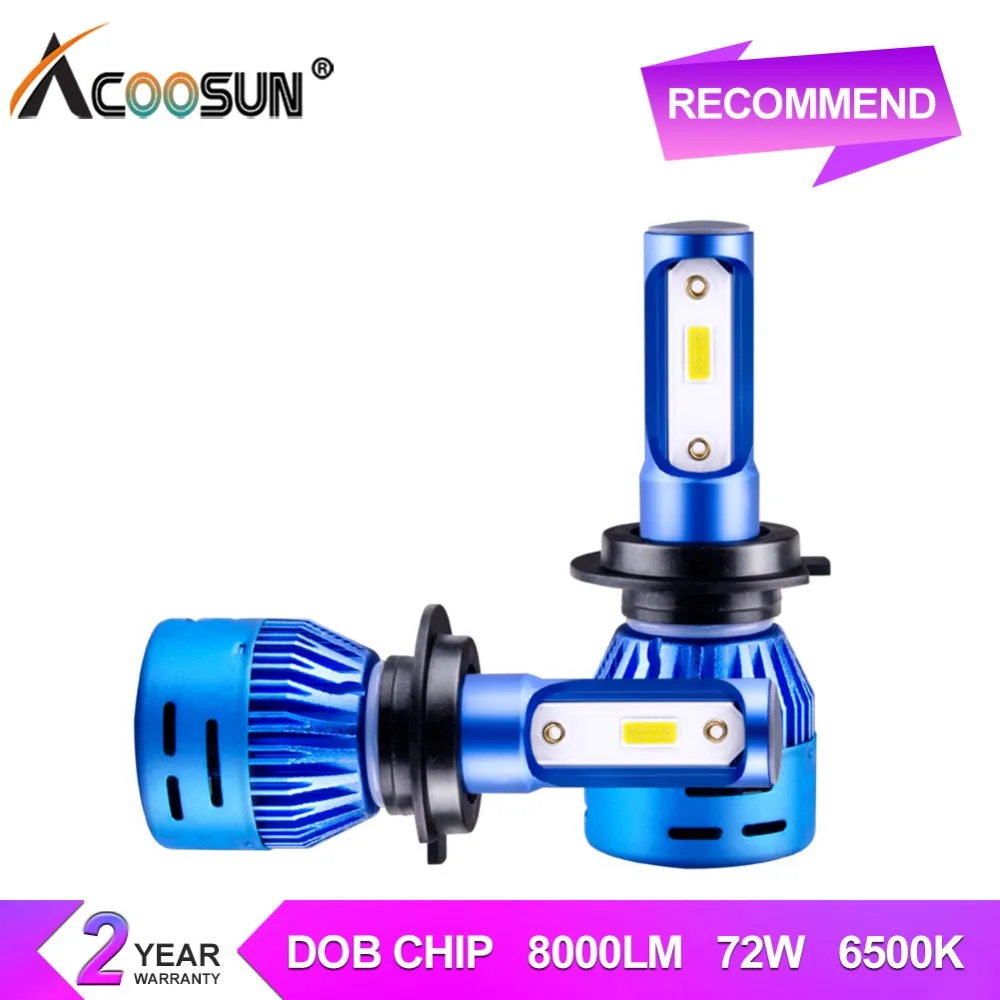 AcooSu H4 H7 светодиодный фар автомобиля H1 H11 9005 9006 12V HB3 HB4 лампы авто аксессуары 8000LM 6500