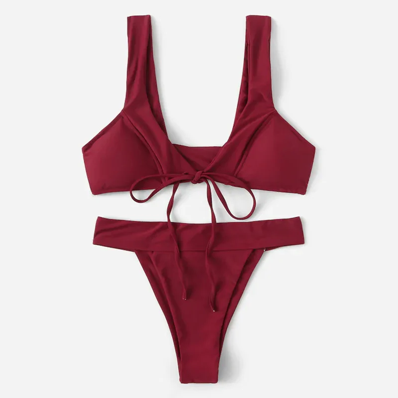 

Hot Women Solid Color Swimsuits Split Bikini Briefs for Swim Summer MCK99