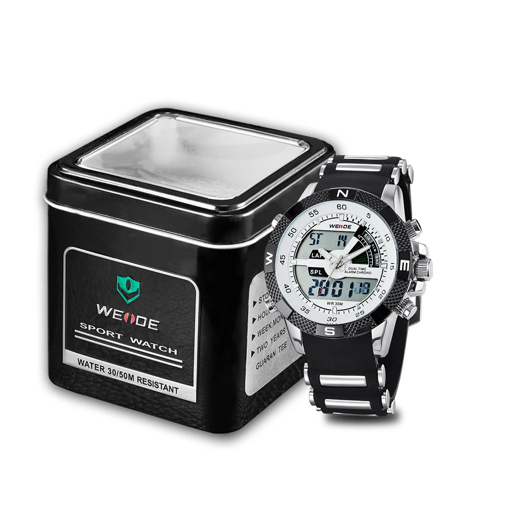 WEIDE часы кварцевые мужские спортивные Спорт Цифровой Кремния аналоговые