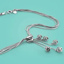 925 Sterling Silver Necklace Women s Bohemian Style Tassel Design Crown Pendant Solid Silver Necklace Lady