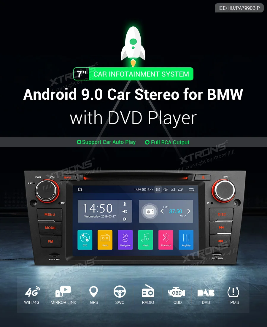 Cheap 7" Android 9.0 Pie OS Car DVD Multimedia GPS Radio for BMW E90 2005-2012 E91 2005-2012 E92 2006-2013 E93 2007-2013 M3 2007-2012 1