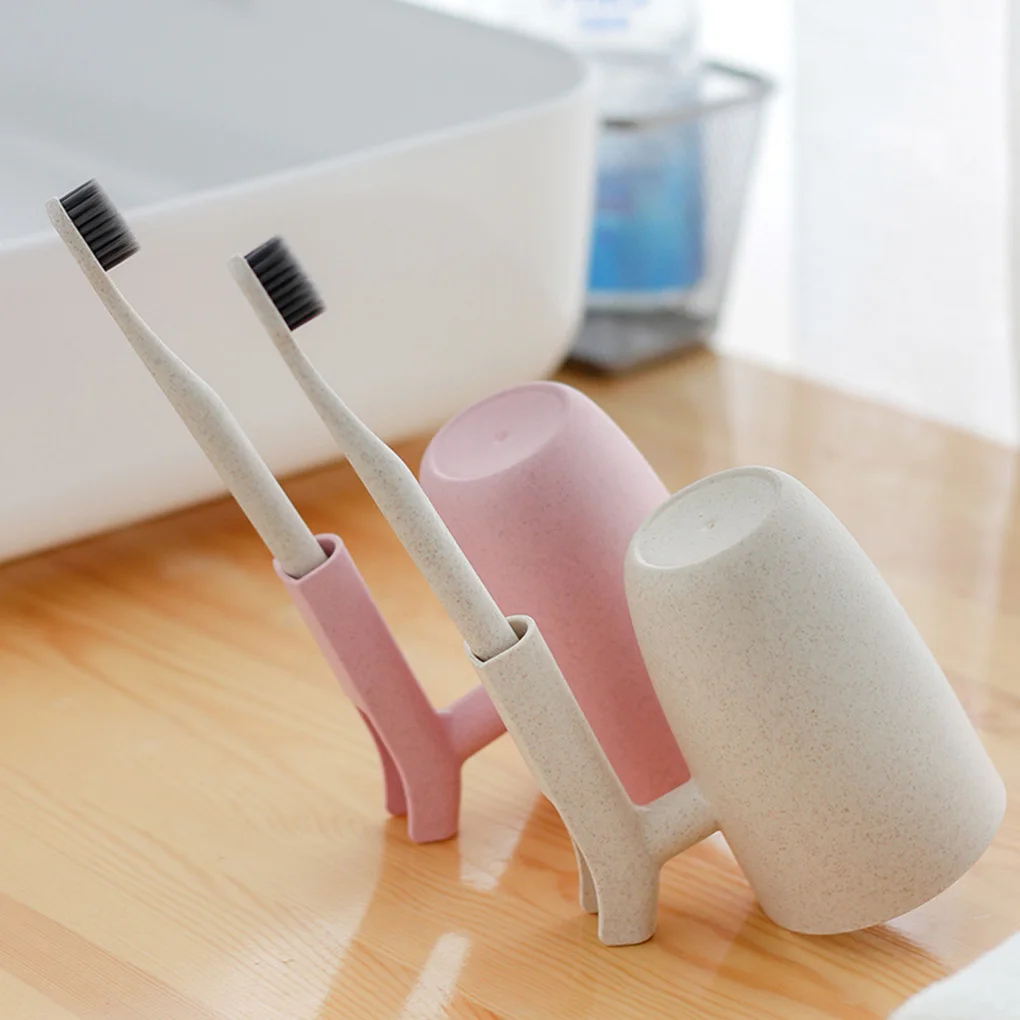 Unique Wheat Straw Bathroom Eco-friendly Tumblers Toothbrush Holder Cup Rinsing Mug Couple Rinse Brush Cup