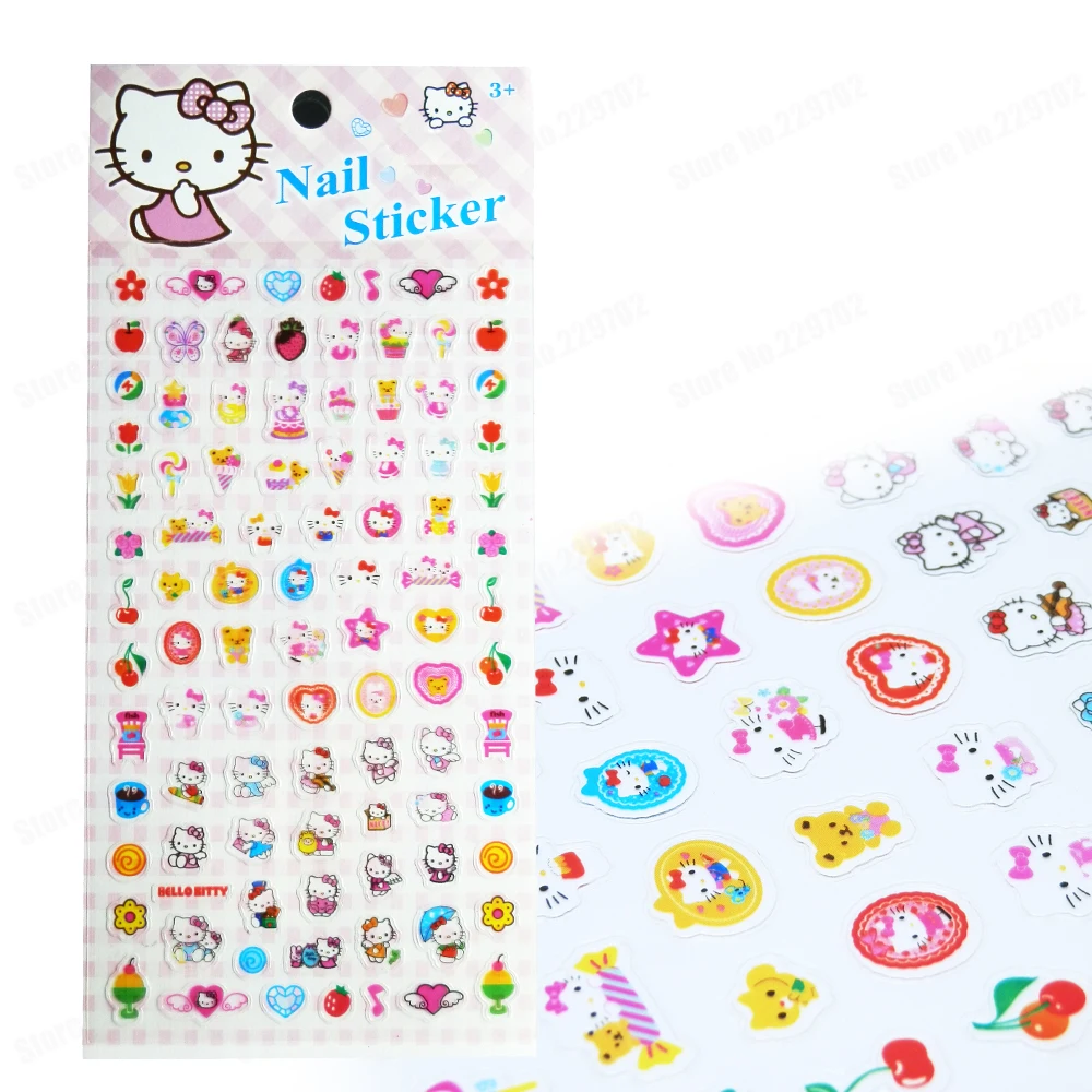 Children KT Cat Nail Sticker PVC Nail Art Stickers Decals Kids Gift