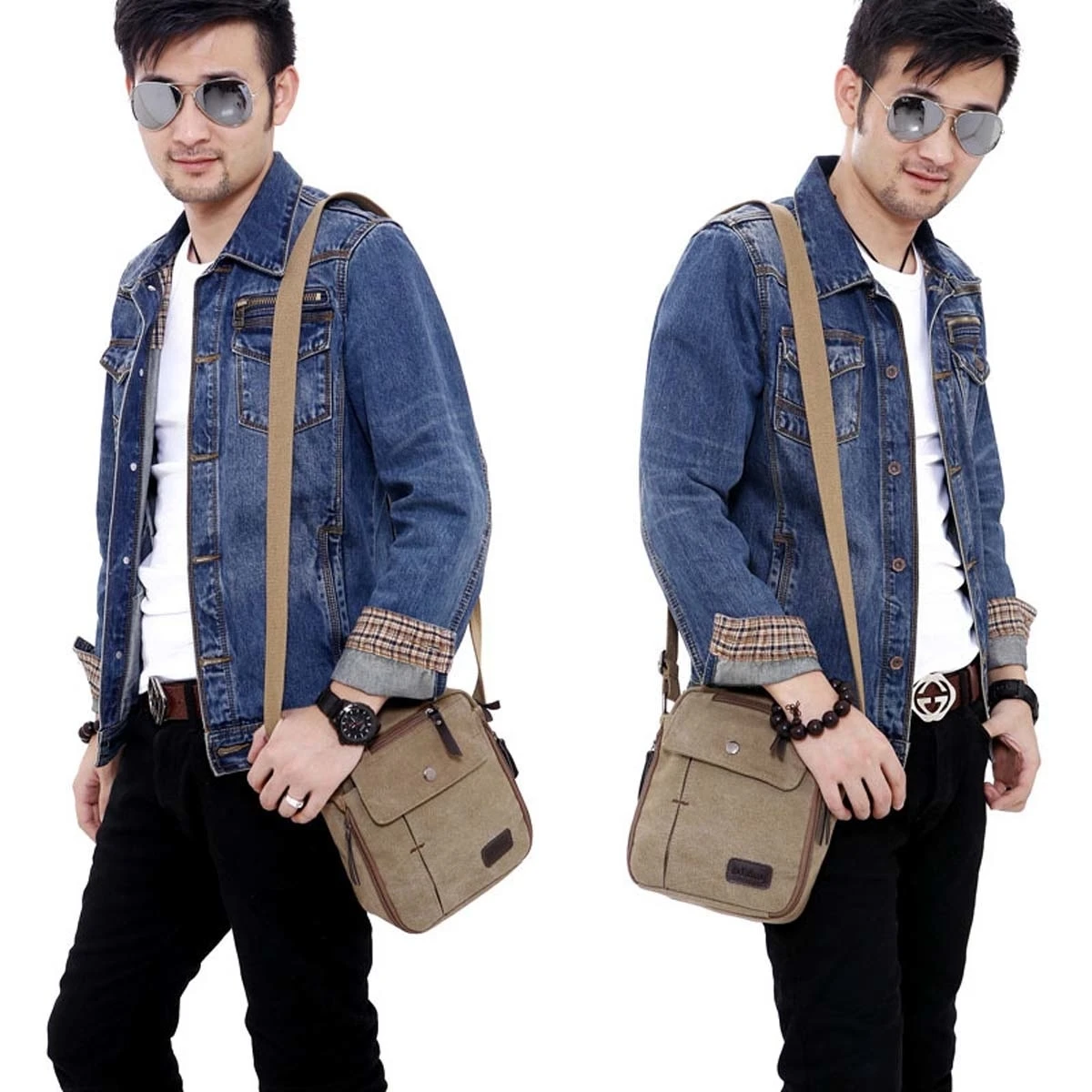 Navor Men's Small Vintage Multipurpose Canvas Shoulder Bag Messenger Bag (4)