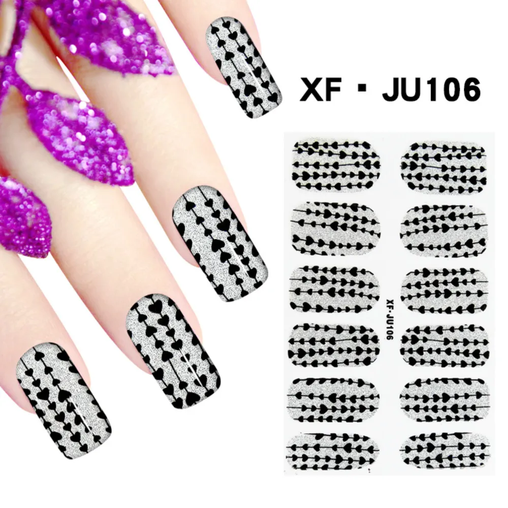 JU106 Heart Design Full Nail Fashionable Nail Art Stickers Buy One Get