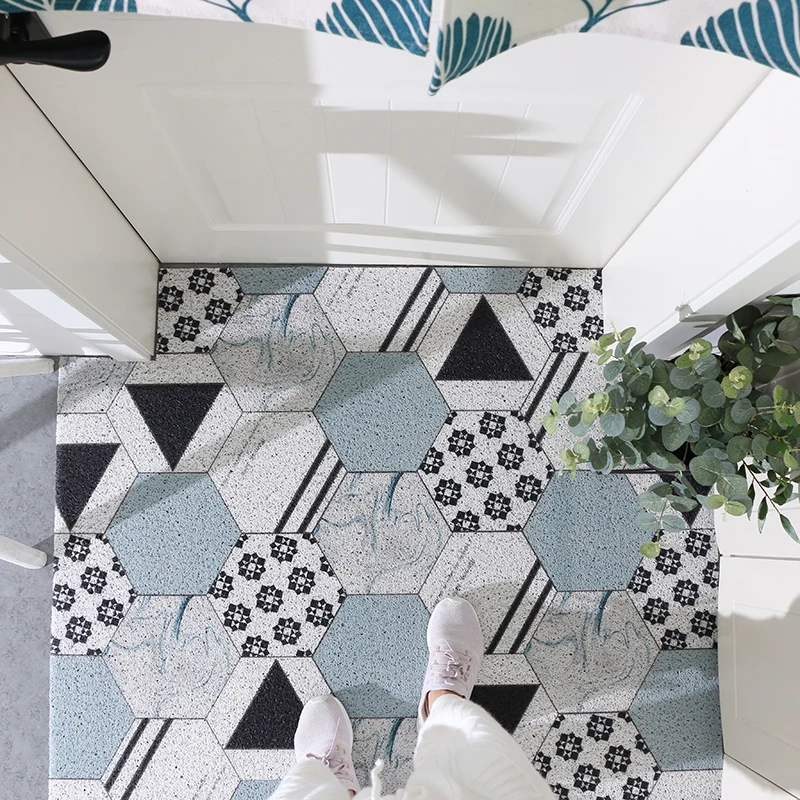 

Nordic INS Entrance hall carpet PVC wire loop mat Geometric tiles Door mat Living room floor mat bathroom non-slip rug
