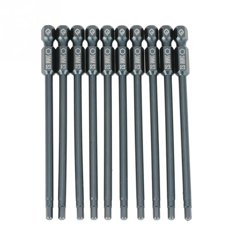 10pcs/Lot Hex Head Screwdriver Bit Shank 100mm 1/4inch Screwdriver Bits