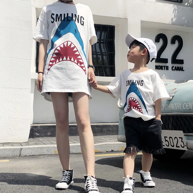 

Mom Son Outfits Plus Size Family Matching Shark T Shirt Father Son Shirt Tee Mommy Daughter Summer Mommy Daughter Summer Clothes