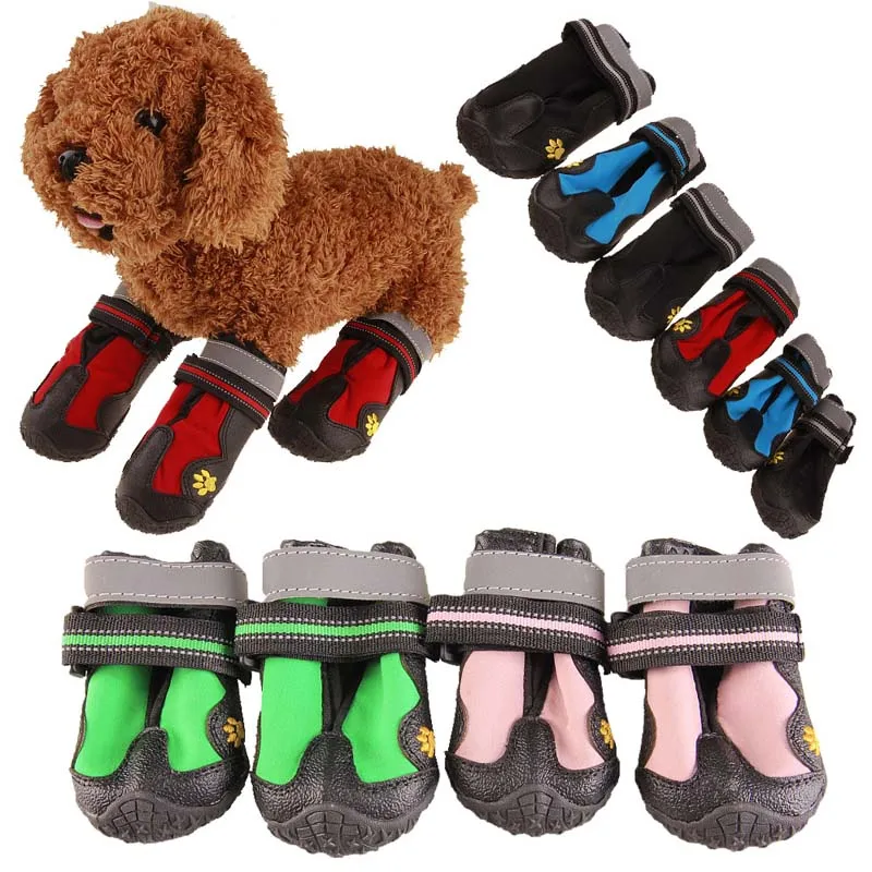 Pet обувь альпинистские ботинки из дышащего материала 4 шт./компл. собаки Сапоги из хлопка Нескользящие XS 2XL обувь для товары для маленьких питомцев с волнообразным краем; Zapatos De Perro