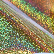 Голографическая теплопередача виниловая HTV футболка с оттисками 2" широкий лист железа на тепловой пресс золотого цвета