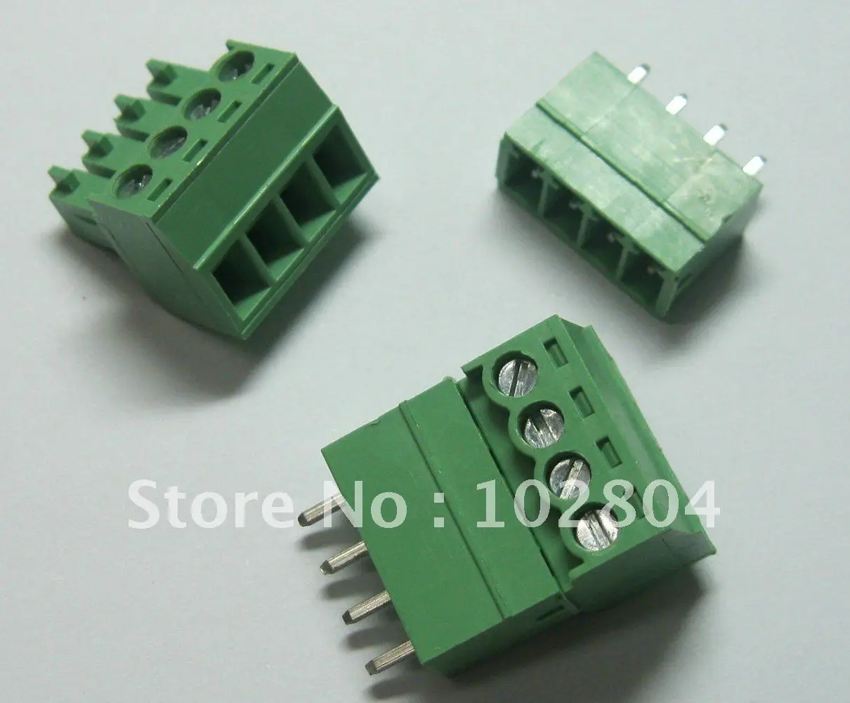 

60 pcs 4pin/way Pitch 3.81mm Screw Terminal Block Connector Green Color T Type with pin
