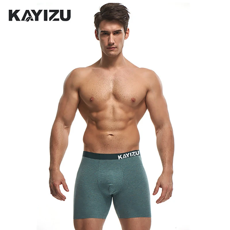 Fashion Style Men Sleep Bottoms Underwear Long Boxer Knee Length Shorts  Sexy Low Waist Sleepwear Brand Casual