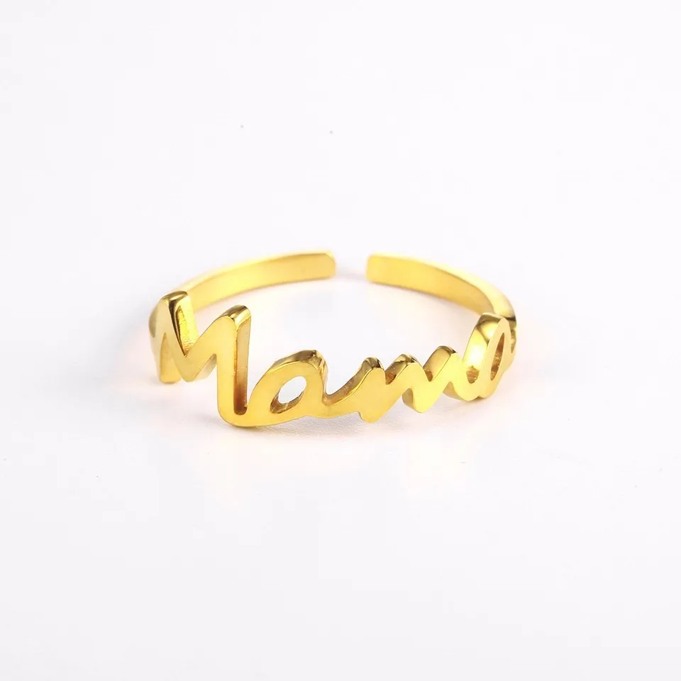 RIR, регулируемое кольцо из нержавеющей стали с надписью Mama, элегантное женское очаровательное кольцо для открытия, ювелирные изделия, подарок на день матери для нее