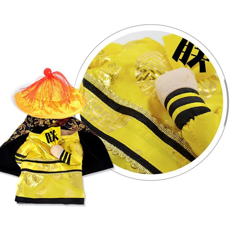Cosplay Emperor Dog Clothes For Small Dogs Winter French Bulldog Jacket Standing Dog Halloween Costume Chihuahua Pet Clothes