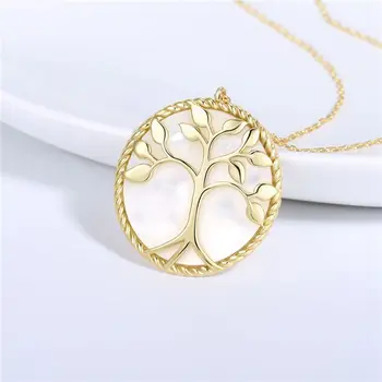 

Amaiyllis Tree of Life Pearl Shell Shaped Clavicle Necklace Pendant Round charms Jewelry For Female Summer Jewelry Gift us315