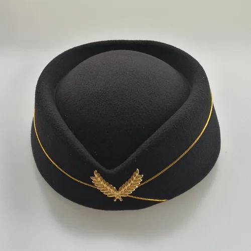 Новая пилотка стюардессы спереди церемониальная сценическая шляпа лента Кепка Федора шляпа для женщин вуалетки для женщин Элегантная - Цвет: Черный