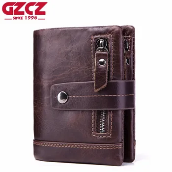 

GZCZ Genuine Leather Wallet Men PORTFOLIO MAN Male Small Portomonee Vallet With Coin Purse Pockets Slim Rfid Fashion Mini Wale