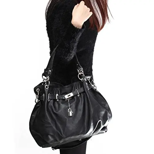 

2X Women Girls PU Leather Hobo Handbag Bag Tote Shoulder Cross Body Black New