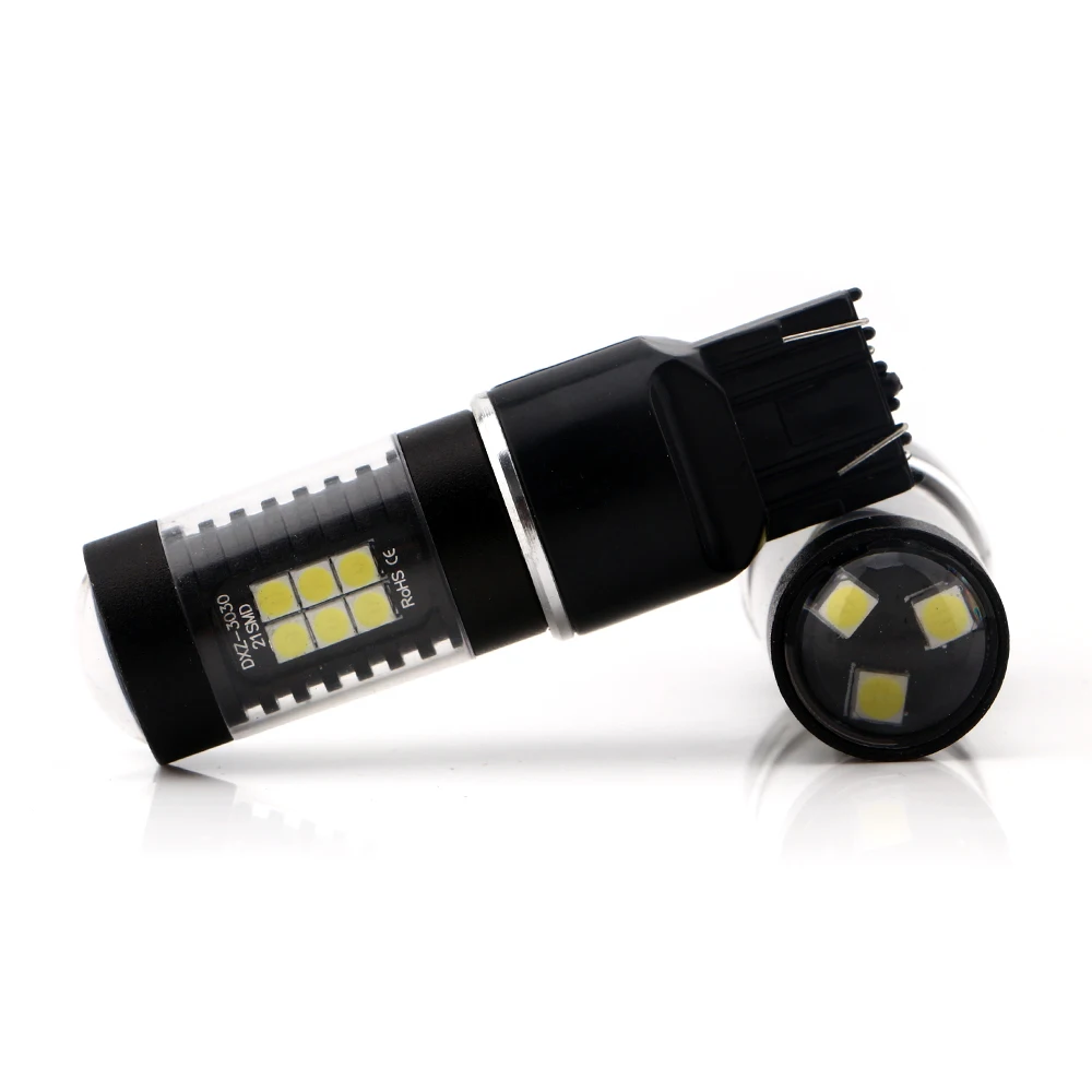 4 шт. T20 7443 9-30 в 3030 21 SMD W21-5W автомобиля 1260Lm IP65 Водонепроницаемый DRL Включите Singal свет белый 6500 K светодиодный стоп-сигнал бесполярности