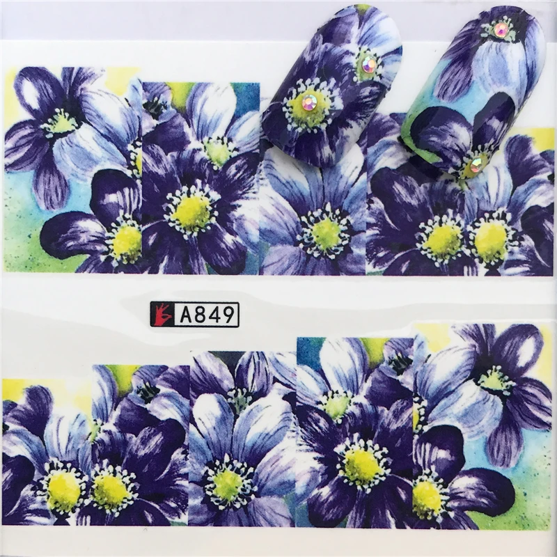 

1 Sheets NewPurple lily flower Mix Colors Charm Nail Art Water Transfer Sticker for nails tips Decorations Manicure Tools