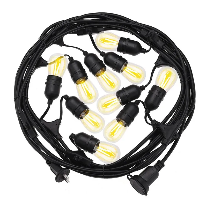 10M Outdoor Brighten LED String Light with 10 E26/S14 Clear Bulbs Backyard Patio Wedding Ambience lamps with Hanging Sockets