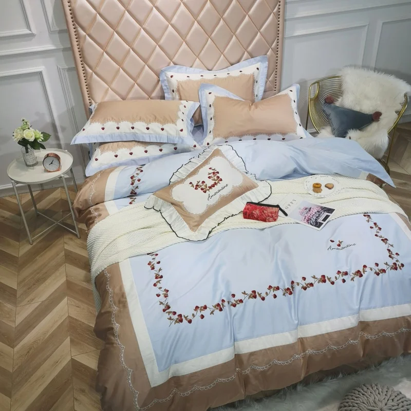 Waliicorners Home Bedding Sets brown egyptian cotton Soft duvet Cover embroidery Bed Set pillowcase King size Queen size 4pcs 25 IMG_20190114_213454