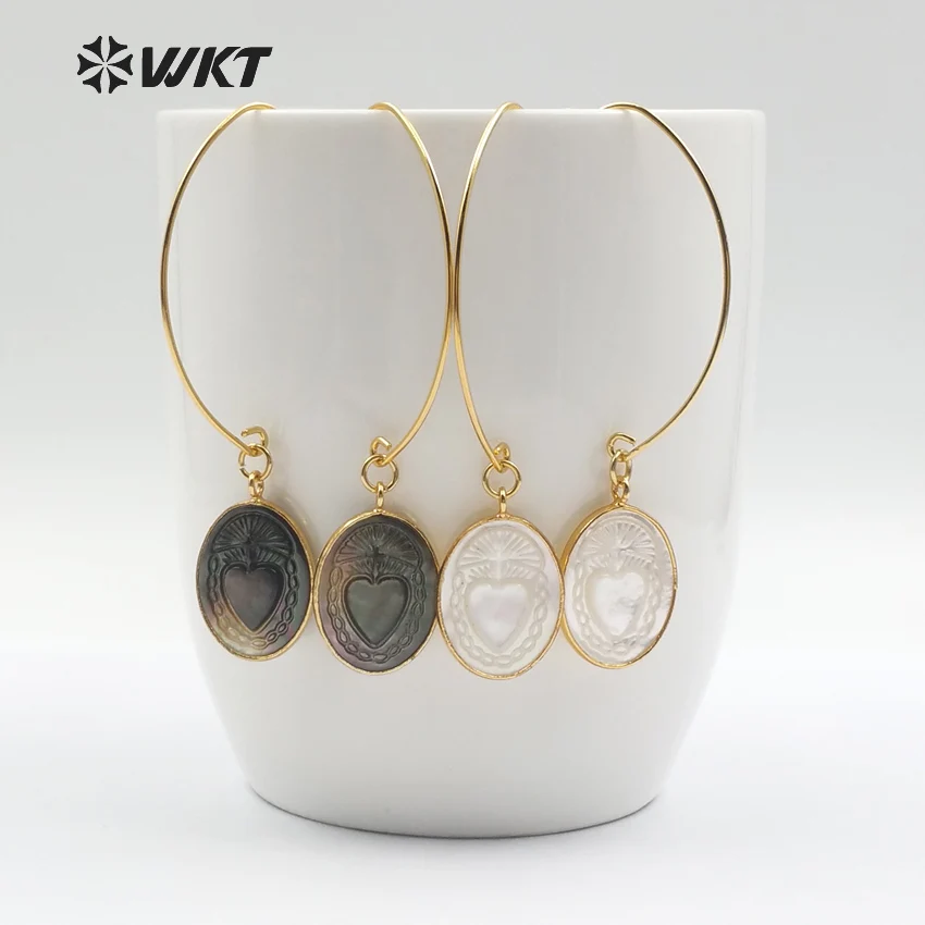 WT-E455 WKT Unique Design shell Earrings with love Natural shell Gold Electroplated Earring Jewelry Gift Earring WT-E455 WKT Unique Design shell Earrings with love Natural shell Gold Electroplated Earring Jewelry Gift Earring
