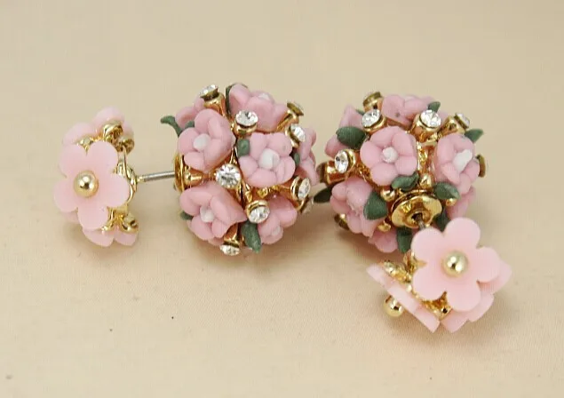 Дизайн модные брендовые ювелирные изделия элегантные двойные имитация жемчуга Цветы серьги гвоздики для женщин для подарков