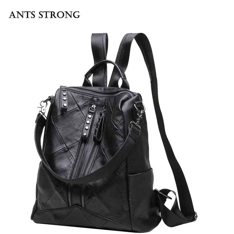 ANTS STRONG New dual use ladies backpack travel bag multi functional black casual shoulder bag