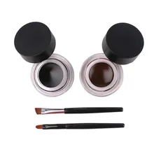 Лучший 2 в 1 коричневый черный гель подводка-гель для глаз набор с подводкой для глаз кисти и кисти для бровей водостойкий и размытый косметический набор