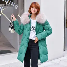 PinkyIsBlack 2019 Winter Jacket Women Big Fur Collar Hooded Long Parkas Thick Snow Wear Winter Jacket Coat Female Wadded Jacket