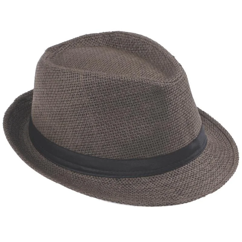Однотонная Соломенная Панама Шляпы «Fedora», мягкие Модные мужские и женские кепки с широкими полями, 6 цветов, выберите 58 см - Цвет: Коричневый