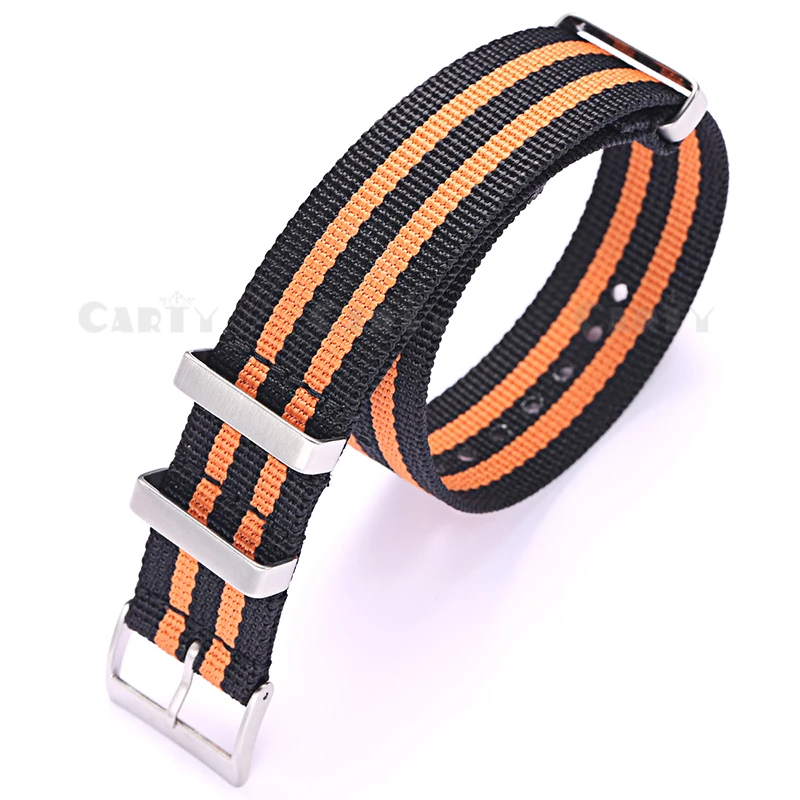 Высокое качество холст нейлон ремешок для часов браслет 20 мм, 22 мм 304L стальная пряжка спортивный ремешок аксессуары для часов для мужчин - Цвет ремешка: black orange