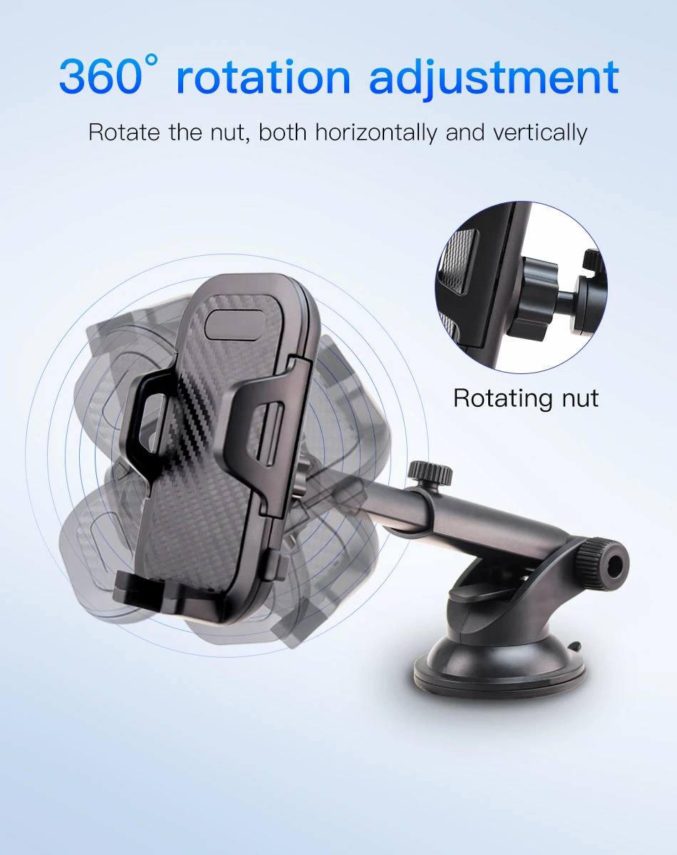 !ACCEZZ Adjustable Car Phone Holder Support Bracket Universal 4.0-6.0 inch Phone Auto Lock Glass Center Control Stand For iphone (8)