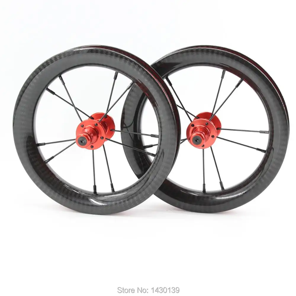 Best Newest 12" inch 25mm Slide car Push bike Scooter twill 3K full carbon fibre bicycle wheelset carbon clincher rims 12er Free ship 19