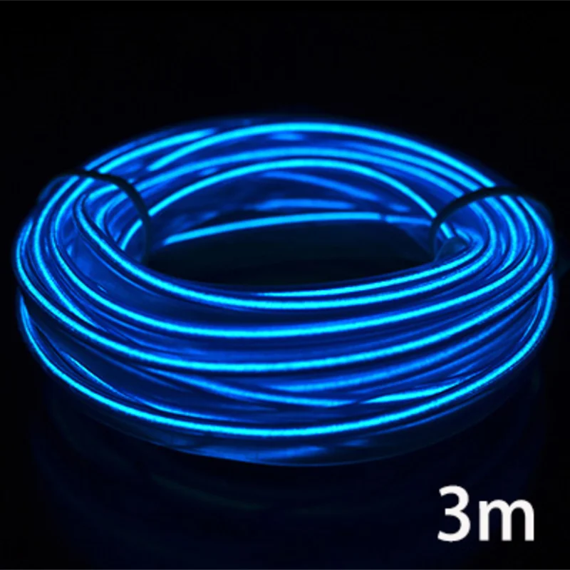 3 м/5 м светодиодные ленты для автомобиля полоска для автомобильной двери 12В гибкий неон EL провода веревка Крытый Универсальный Автомобильный интерьер светодиодный автомобильный светильник полосы для авто - Испускаемый цвет: 3 Blue