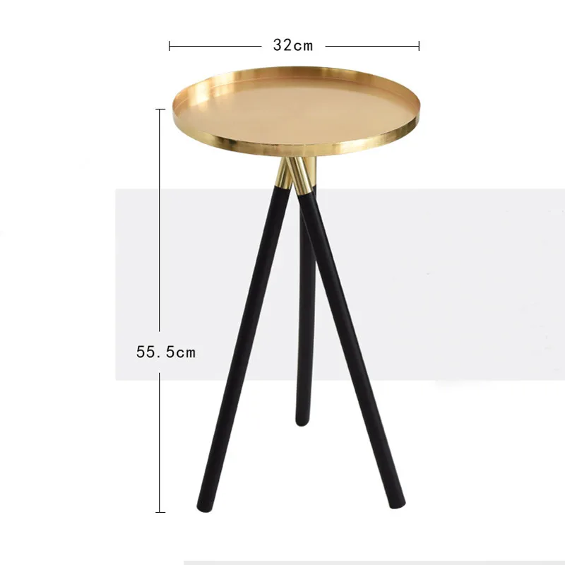 Metal Round Coffee Table Solid Wood Legs Living Room End Table Modern Side Table