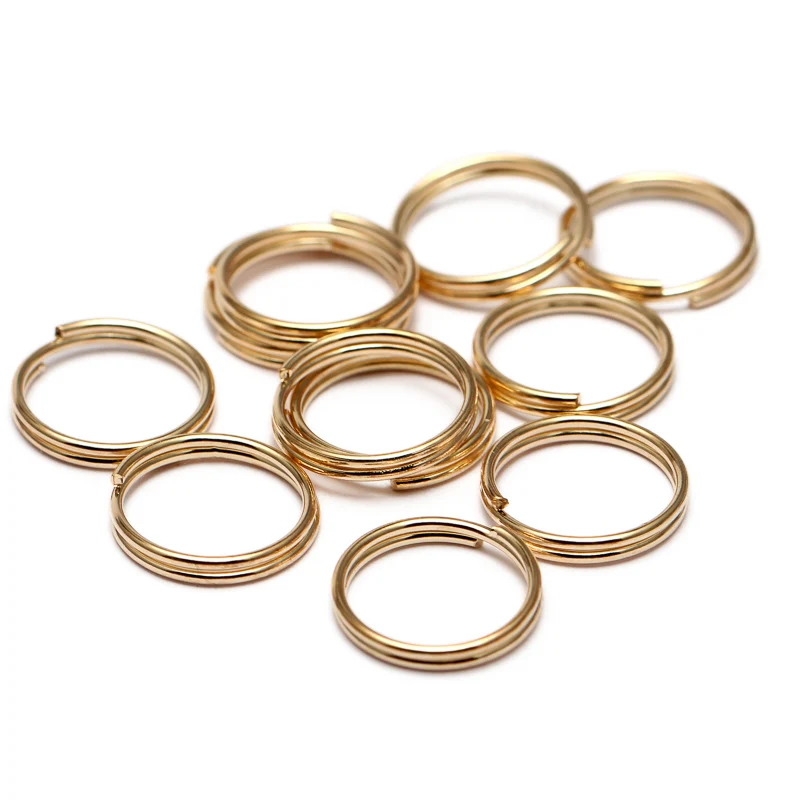 brylok kółka do kluczy bryloczki do kluczy 200 sztuk/partia 5 6 7 8 10 12 14 mm otwarte Jump pierścienie podwójne pętle złoty kolor podział pierścienie złącza do tworzenia biżuterii