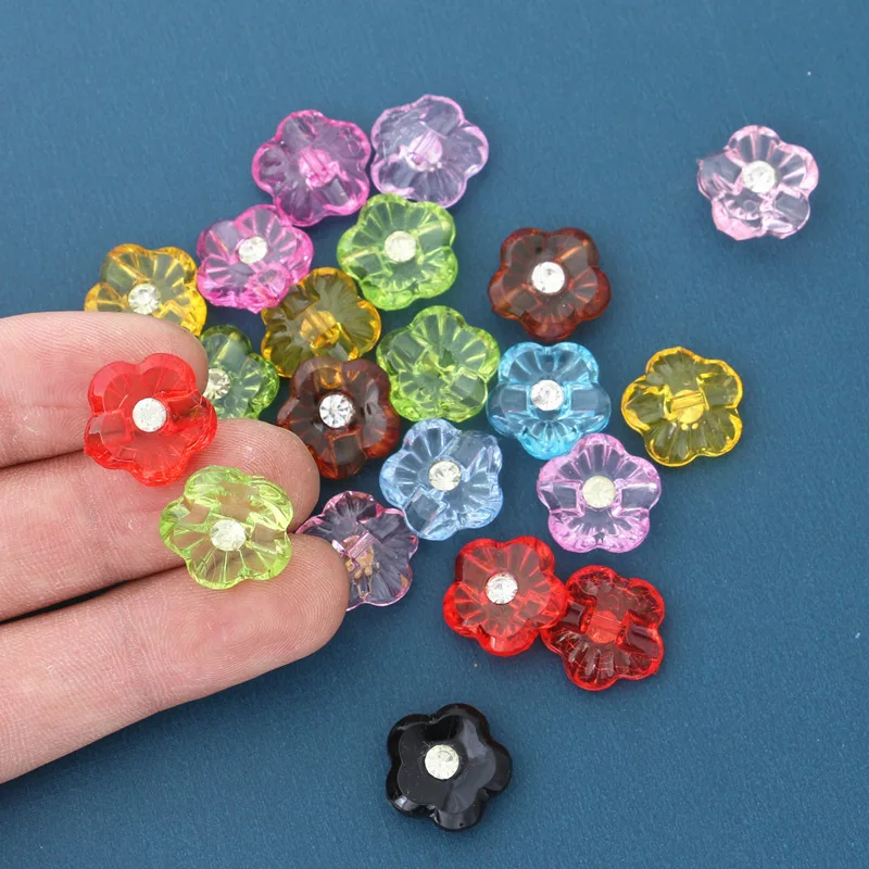 

2-Holes 50pcs 15mmTransparent Resin Flower Pattern Plastic Buttons Mix Garment Sewing Accessories BA-001 Button for Clothing