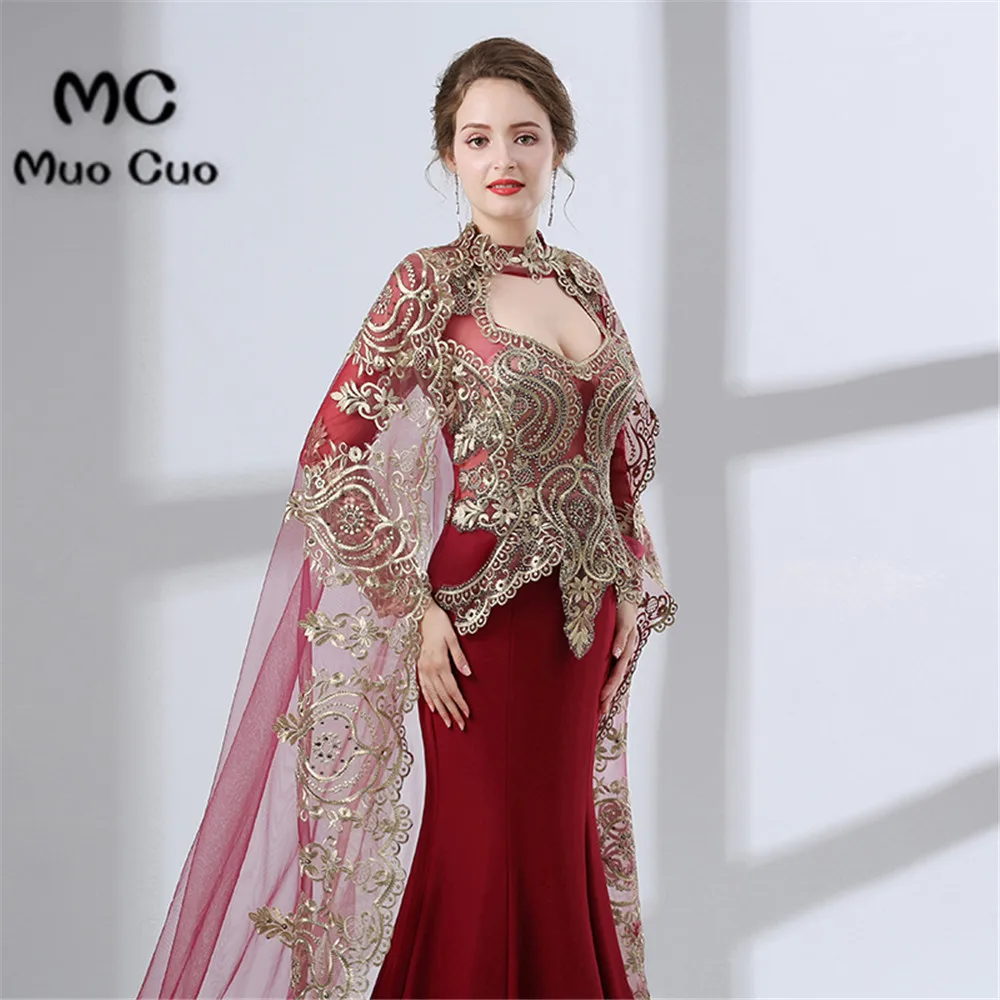 Выпускные платья Burgundy с длинными рукавами и с аппликацией Vestidos de fiesta Формальное arabix платье для выпускного вечера с одежда с длинным рукавом