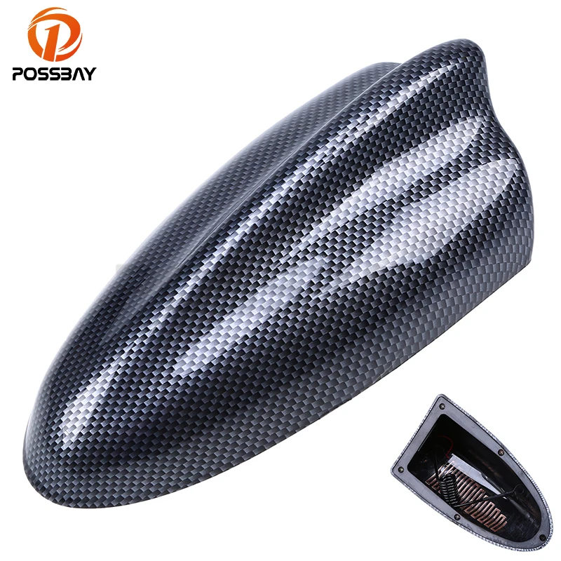 

POSSBAY Universal Imitation Carbon Fiber Shark Fin Antenna Aerials FM Radio Signal Amplifier Auto Roof Decoration