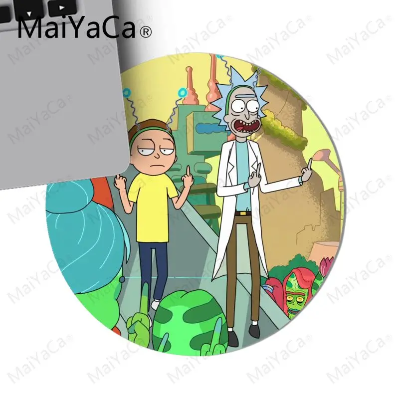 22X22 CM MaiYaCa подарок для мальчика, нескользящий ПК, смешной Рик и Морти, высокоскоростной коврик для мыши Lockedge, 200x200 мм, 220x220 мм, круглый коврик для мыши для геймера - Цвет: 22X22 CM