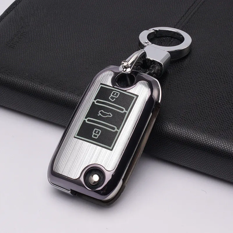 luminous Car Remote key case for Roewe RX5 year for MG ZS 3 button key shell keychain car styling Concise Durable - Название цвета: Sliver