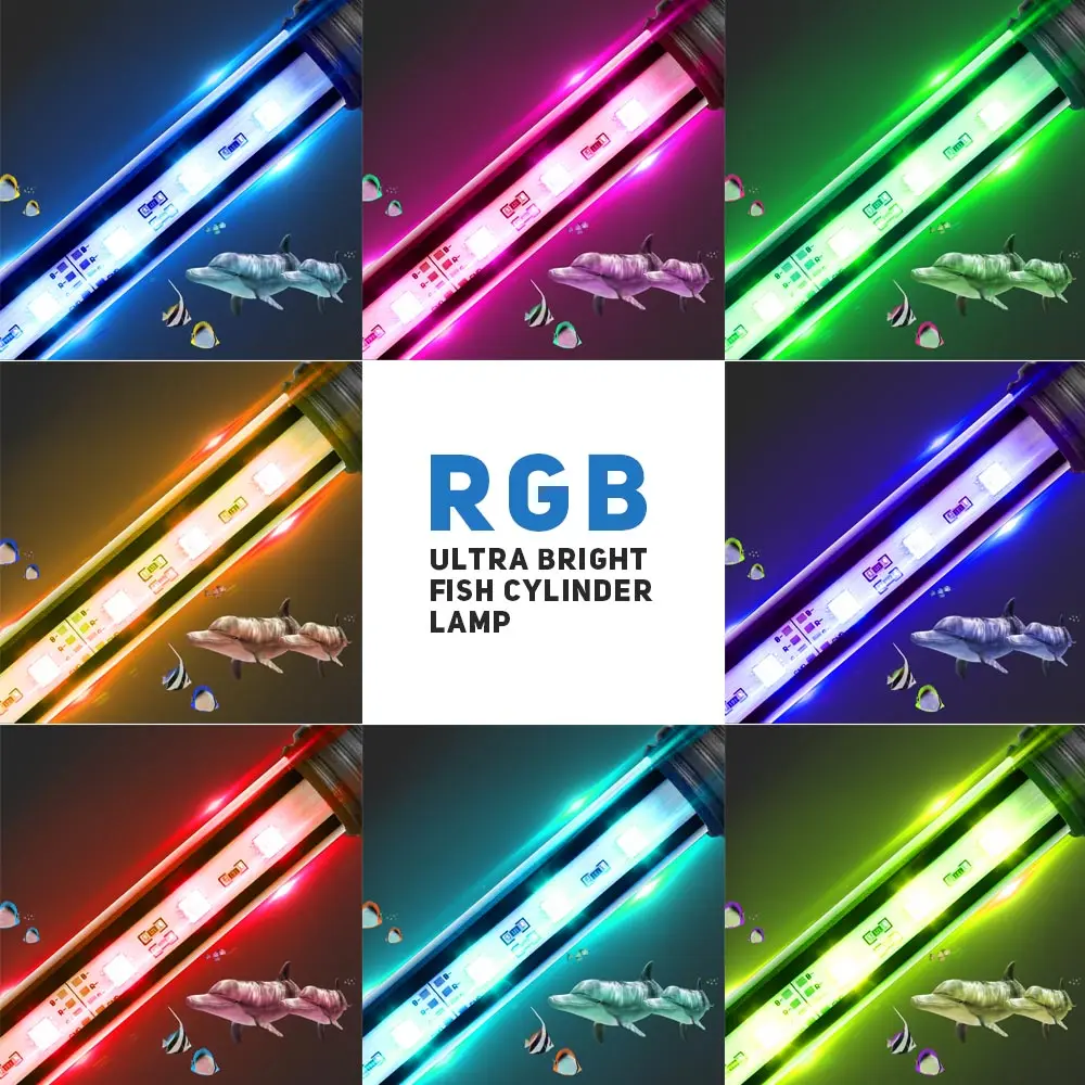 Светодиодный светильник для аквариума RGB с вилкой для ЕС и США, погружной светильник 5050 SMD, светильник для аквариума с беспроводным пультом дистанционного управления