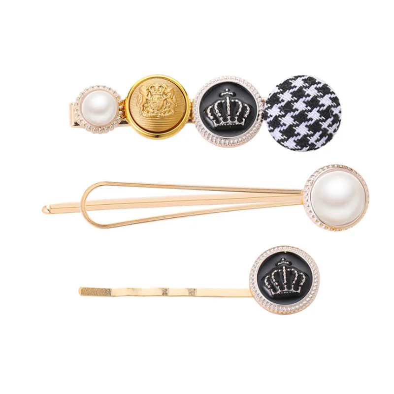 Kymyad 3Pcs/ Set Korea Fashion Metal Hairpins Imitiation Pearl Beads Hair Clips Bobby Pin Barrette Hairpin Hair Accessories - Metal color: 5