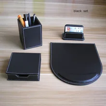 4 шт./компл. деревянный кожаный пенал офисные канцелярские принадлежности Органайзер держатель ручки Пенал для карандашей карты note чехол настольные аксессуары черный K209A